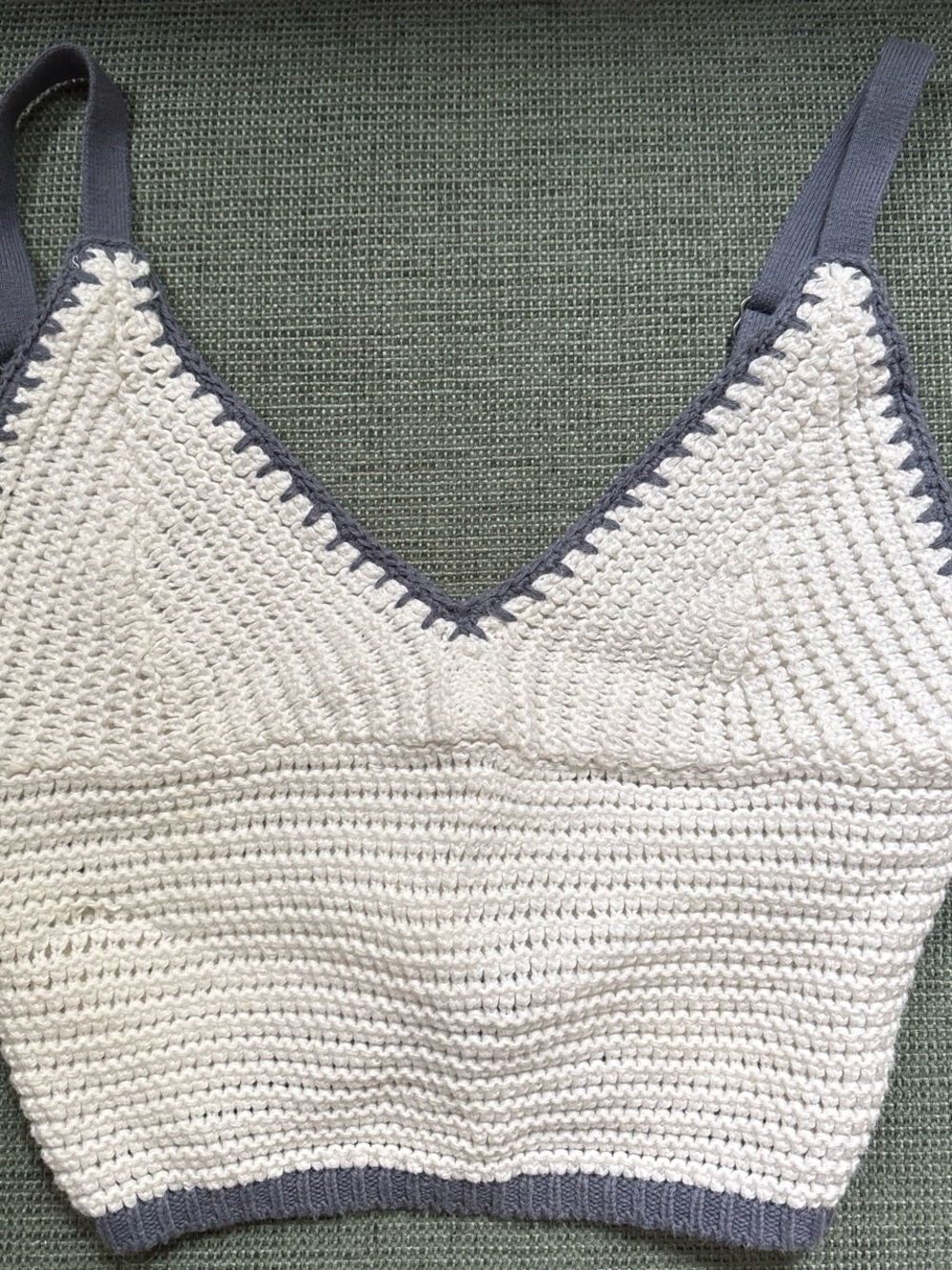 Hollister Cream Crocheted Brami with Gray Trim